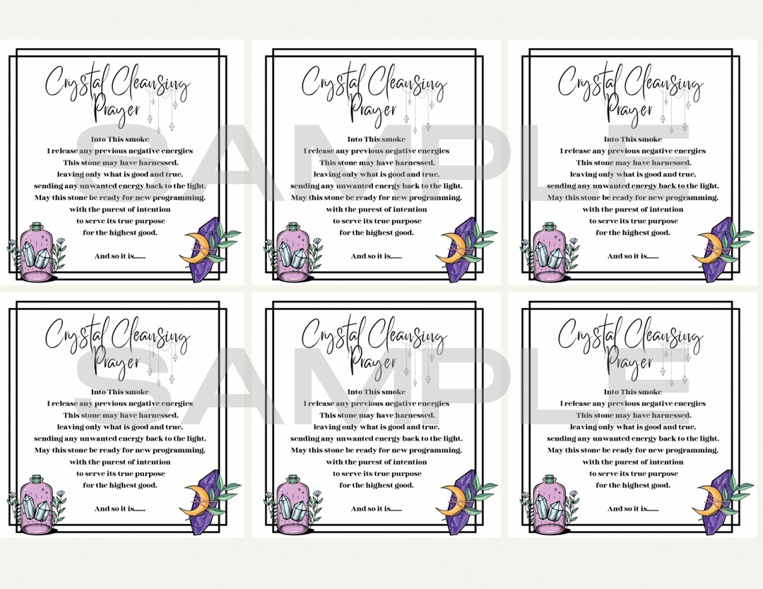 Printable Crystal Cleansing Prayer Instant Digital Download, Smudging Ritual, Energy Cleansing ...