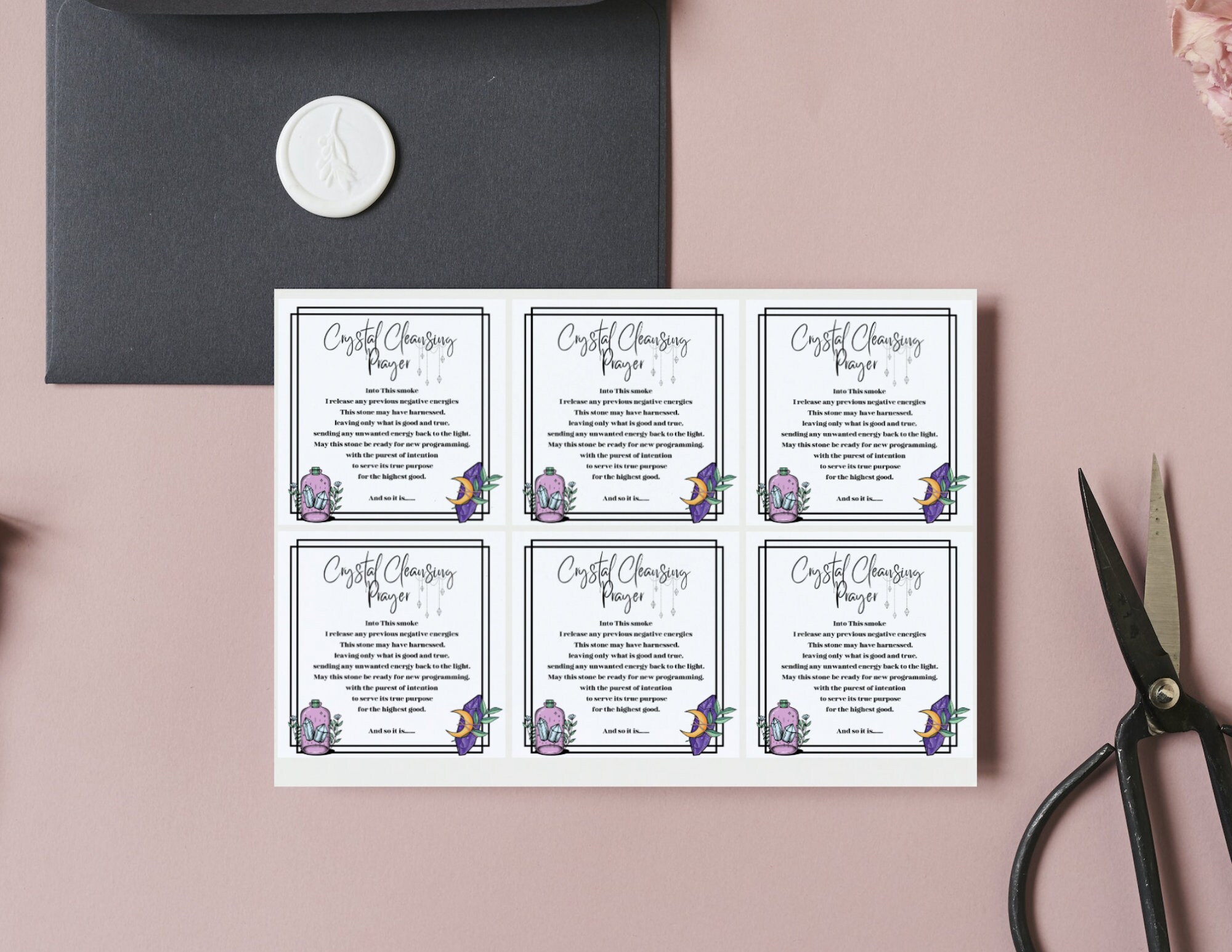 Printable Crystal Cleansing Prayer Instant Digital Download, Smudging Ritual, Energy Cleansing ...