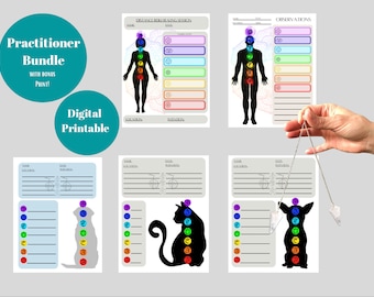 Distance Reiki/Chakra/Energy Healing Practitioner bundle Man,Woman,Dog,Cat Worksheet Downloadable Printable Body Template/DIGITAL