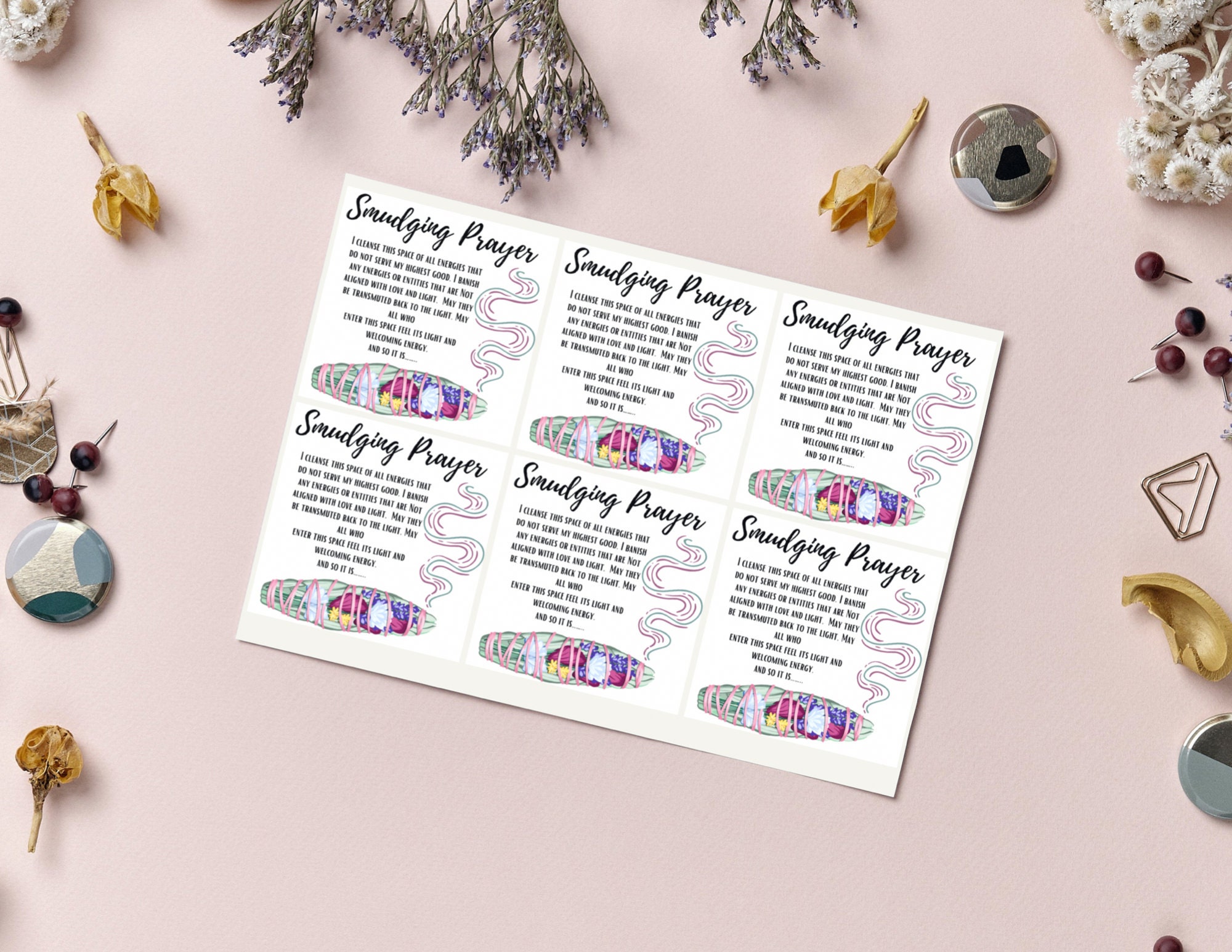 Printable Smudging Prayer Instant Digital Download, Smudging Ritual, Energy Cleansing Prayer ...