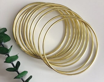 Gold ring thin 4 inches, 10 metal brass rings macrame,  DIY hoops supply , small dreamcatcher craft rings