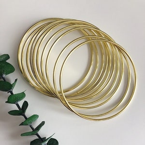 Gold ring thin 4 inches, 10 metal brass rings macrame,  DIY hoops supply , small dreamcatcher craft rings