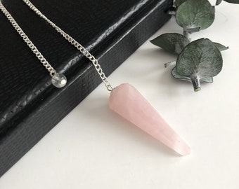 Pendulum PINK ROSE QUARTZ dowsing , crystal gemstone divinatory pendulum for meditation