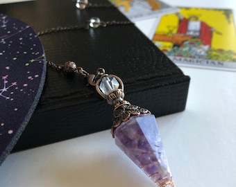 Pendulum Amethyst dowsing , crystal gemstone divinatory pendulum for meditation