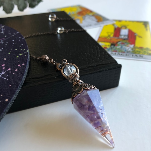 Pendulum Amethyst dowsing , crystal gemstone divinatory pendulum for meditation