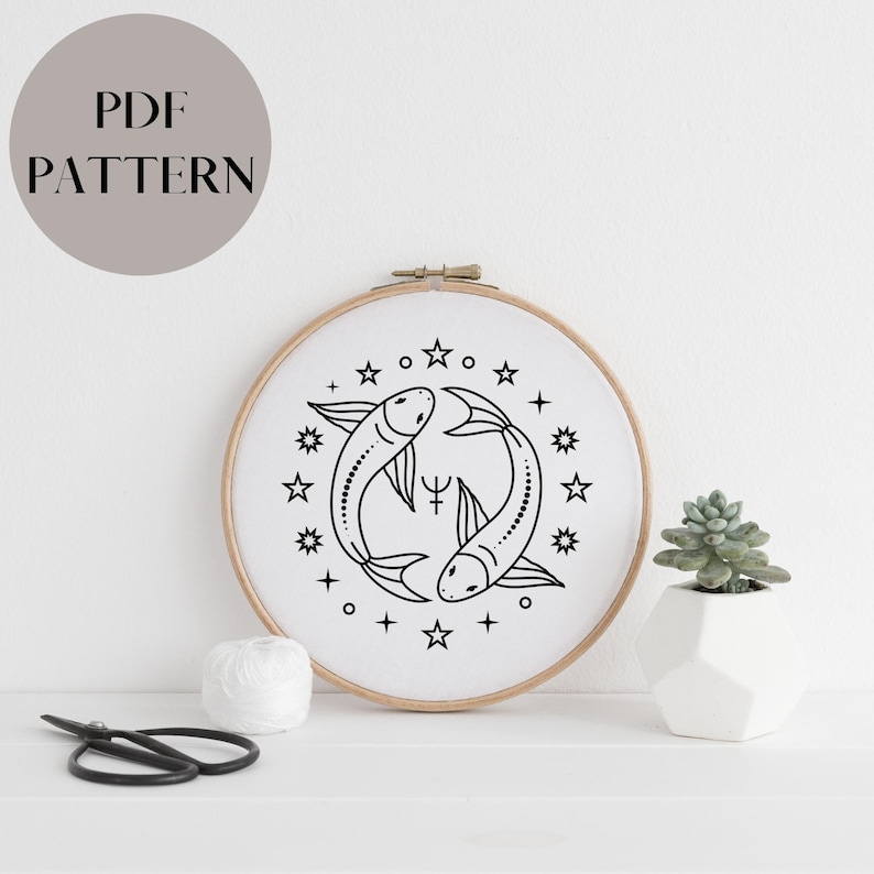 12 Zodiac Sign for Embrodery Pdf Pattern, Template Astrology Ready to ...