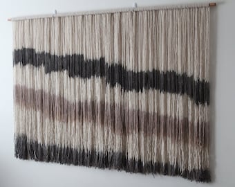 YARN TAPESTRY Large wall hanging Boho wall decor, Dip Dye fiber art One of a Kind unique modern decor, Model SCALA