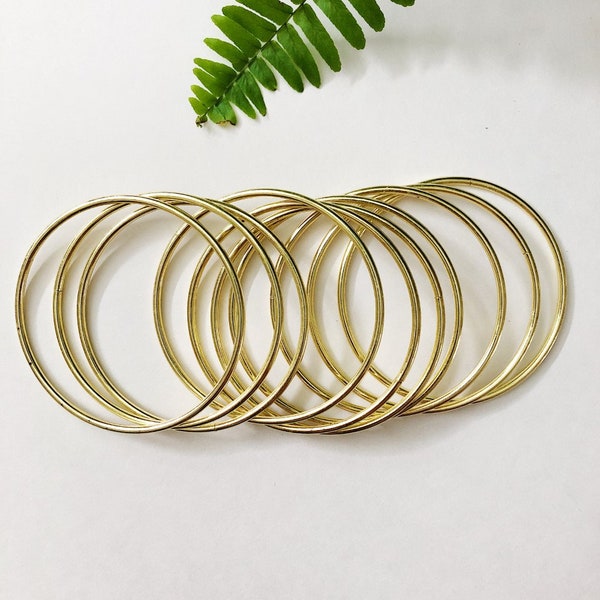 Gold ring thin 3 inches, 10 metal brass rings macrame,  DIY rings supplies canada , small dreamcatcher craft rings, weaving supplies rings