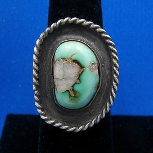 Vintage Navajo FRED THOMPSON Royston Türkis Sterling Silber Ring - Größe 6,5