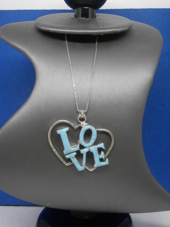 Vintage 1970's Genuine Turquoise LOVE Sterling Si… - image 6