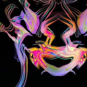 Abstract Floral Art | Trippy Neon Organic Art Poster Print