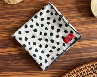 Black and White Spotted Handkerchief | Quality Handkerchiefs | Elegant, Crinkled, Lightweight Cotton Lawn Hanky for Women and Men