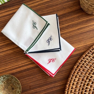 Embroidered Handkerchief (Personalization Optional) | Organic Cotton Handkerchief for Men and Women | Thread Colour & Embroidery Options