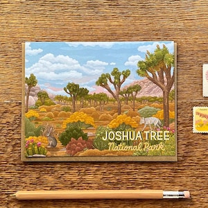 Karta z pozdrowieniami z Joshua Tree National Park, Karta z Joshua Tree Desert, Karta z widokiem na California National Park, Pojedynczo składana karta i koperta