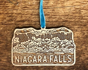 Niagara Falls Ornament, Single Laser Cut Wood Ornament