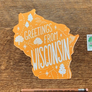 Cartolina del Wisconsin, Saluti dal Wisconsin, Cartolina Die Cut