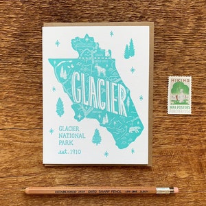 Glacier Greeting Card, Glacier National Park, A2 Folded Note Card, blanke binnenkant