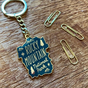Rocky Mountain Enamel Keychain, Rocky Mountain National Park Map Keychain, Single Hard Enamel Keychain