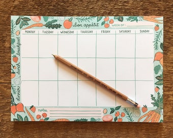 Bon Appetit Weekly Meal Desk Planner, Fruits & Veggies, 9.75 x 6.75 Notepad