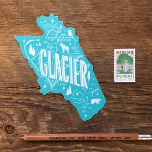 Gletsjer sticker, gletsjer nationaal park sticker, enkele gestanst vinyl sticker