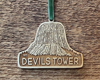 Devil's Tower Ornament, Wyoming Ornament, Single Laser Cut Wood Ornament