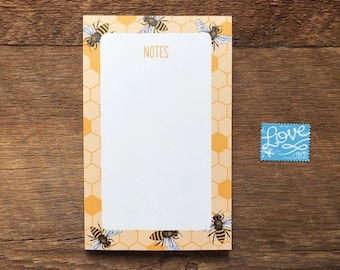 Honey Bee Pocket Notepad, Bee Gift, Office Supplies, 3.5 x 5.5 Desk Notepad