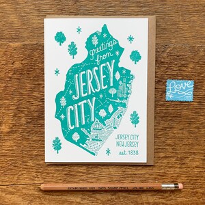Jersey City Greeting Card, Saluti da Jersey City, New Jersey, A6 Folded Note Card, Blank Inside