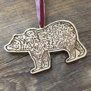 Bär Ornament, Grizzly Bär Weihnachten Ornament, einzelne Laser geschnitten Holz Ornament