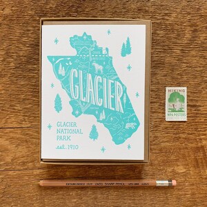 Biglietto d'auguri del Parco Nazionale del Ghiacciaio, Set in scatola di 6, A2 Carte Note Piegate, Vuoto All'interno