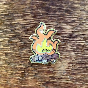 Campfire Enamel Pin, Camping Pin, Single Hard Enamel Pin with Butterfly Clutch