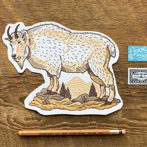 Mountain Goat Postcard, Mountain Postcard, Die Cut Letterpress Postcard