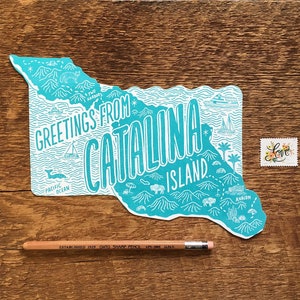 Cartolina Santa Catalina Island, Saluti da Catalina California, Cartolina Die Cut Letterpress State