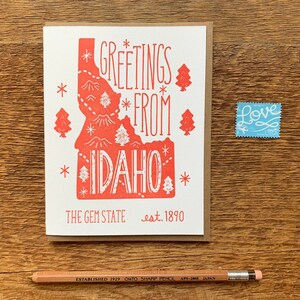 Biglietto di auguri dell'Idaho, Saluti dall'Idaho, Biglietto di appunti piegato A2, vuoto all'interno