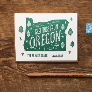 Oregon Greeting Card, Greetings from Oregon, Letterpress Greeting Card