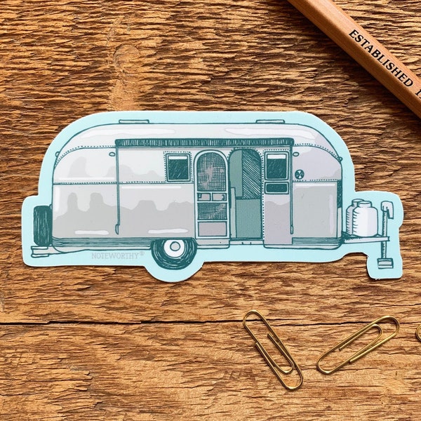 Silver Camper Sticker, Vintage Camper Sticker, Camping Sticker, Single Die Cut Vinyl Sticker