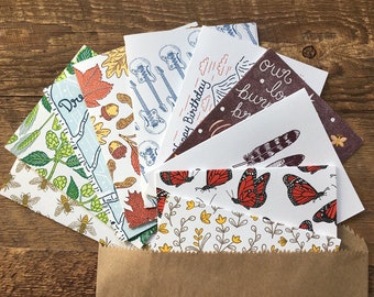 SALE!! 10 for 10 Greeting Card Mystery Grab Bag, Sale Cards, Letterpress Folded Note Card Seconds, Blank Inside
