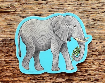 Elephant Sticker, Waterproof Matte Vinyl Die Cut