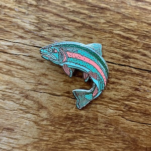 Trout Enamel Pin, Single Hard Enamel Pin with Butterfly Clutch