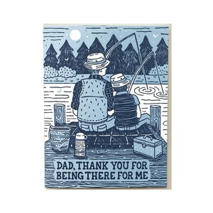 Father's Day Card, Thank You Dad, Fishing Dad, Outdoors Father's Day Card, Folded Letterpress Card, Blank Inside image 4