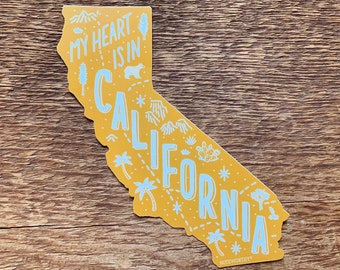 California Sticker, California State Sticker, Single Die Cut Vinyl Sticker