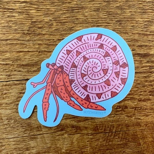 Heremietkreeft sticker, krab sticker, enkele sterven gesneden vinyl sticker