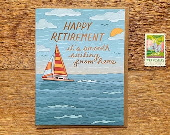 Smooth Sailing Retirement Card, Foil Printed Note Card