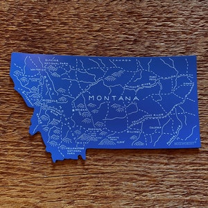 Aimant de carte du Montana, État du Montana, aimant de réfrigérateur, aimant de voiture, aimant découpé simple
