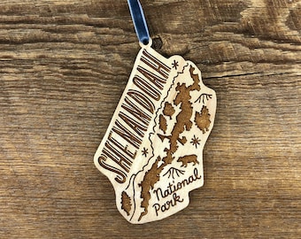 Shenandoah National Park Ornament, Single Laser Cut Wood Ornament