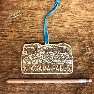 Niagara Falls Ornament, New York Ornament, Single Laser Cut Wood Ornament image 1