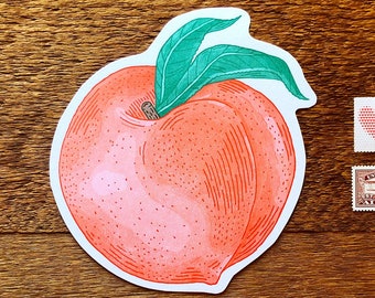 Cartolina Peach, sei una pesca, cartolina tipografica fustellata