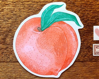 Peach Postcard, You're A Peach, Die Cut Letterpress Postcard