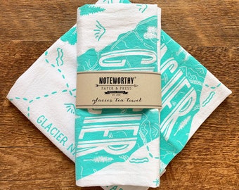 Glacier Tea Towel, Glacier National Park, Single Screen Printed Kitchen Towel