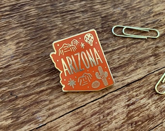 Arizona Enamel Pin, Arizona State Pin, Single Hard Enamel Pin with Butterfly Clutch