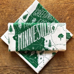 Minnesota Tea Towel, Minnesota State Map Tea Towel, Single Screen Printed Kitchen Towel